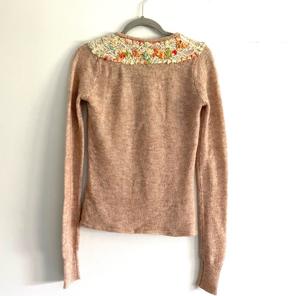Free People Wool Blend Lace Sweater With Floral Detail - Picture 2 of 9